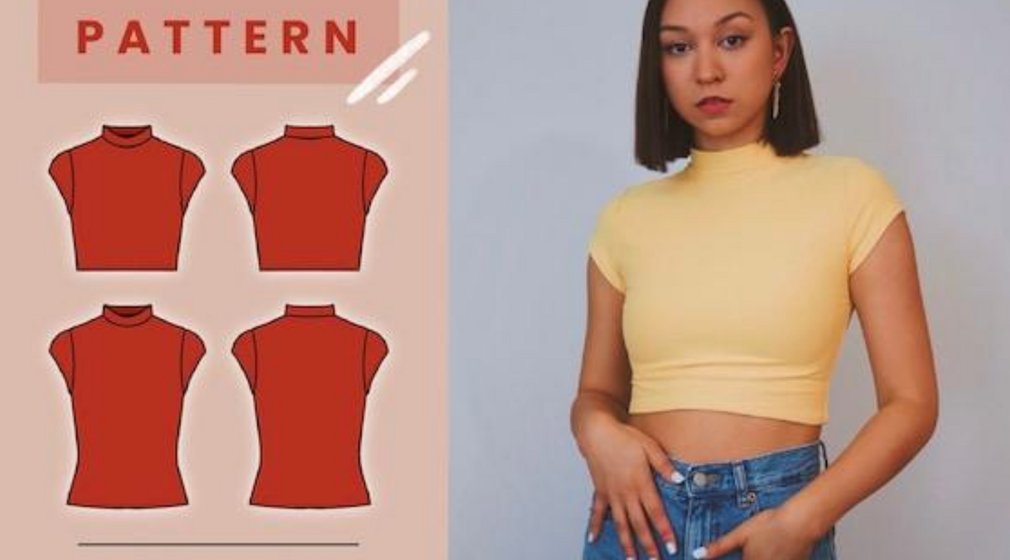 Cap Sleeve Mock Neck Digital PDF Sewing Pattern